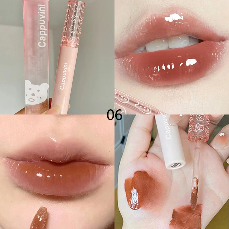 1 PC Mirror Water Lip Gloss דובדבן ורוד שקוף עמיד למים עמיד למים לחות עירום גוון שקוף זכוכית איפור שמן — image 12