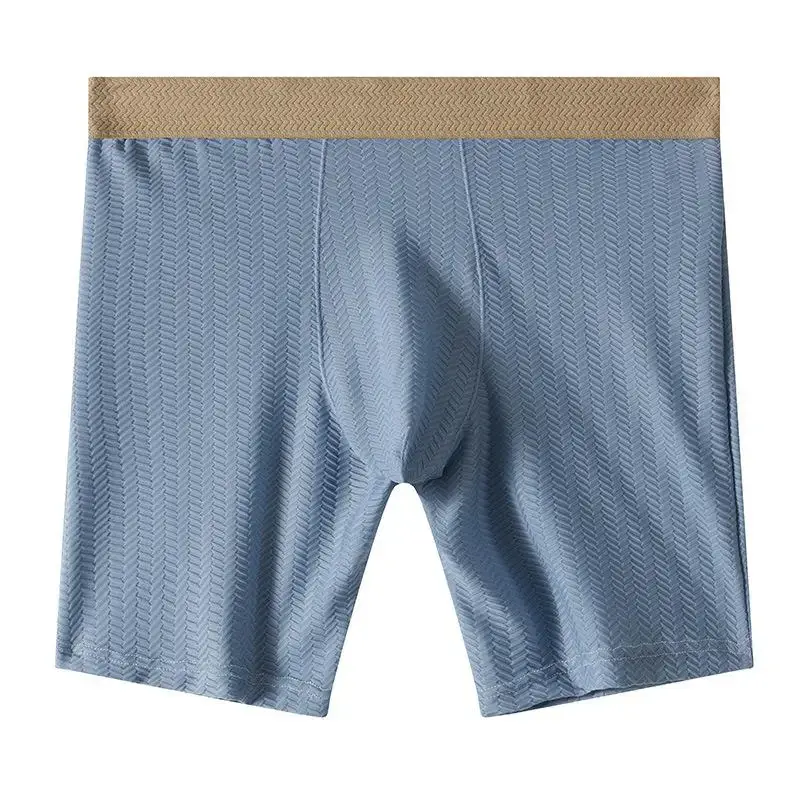 Mens Boxer Shorts Homme Nylon Underwear Man Ice Silk Panites Comfortable U Convex Pouch Middle Long Leg Underpant Male Trunks — image 1
