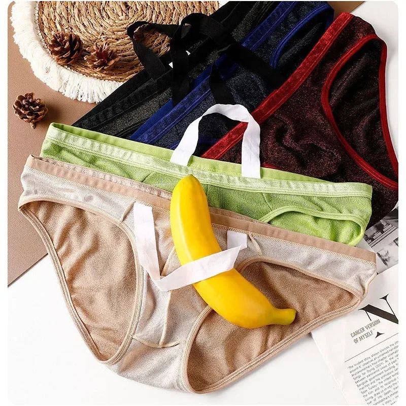 Men's Ice Silk Triangle Panties Sexy U-Shape Thin Briefs Breathable Mesh Low-Waist Underwear — image 3