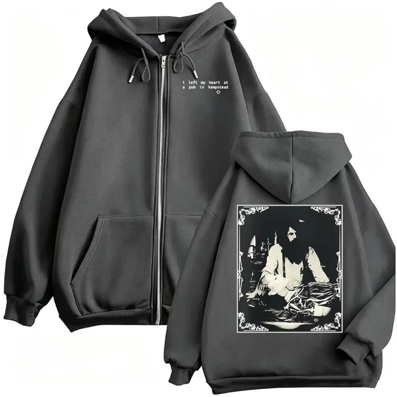 Ariana Grande I Left My Heart At A Pub in Hampstead Sweatshirt Jacket Coats Men Women Harajuku Gothic High Street Zipper Hoodies — image 4