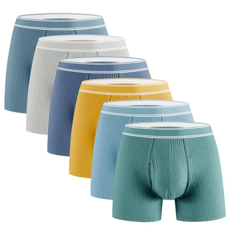 3PCS/Pack 100% Cotton Solid Striped Man Undrewear Lengthen Breathable Fitness Boxers Hombre Crotch Side Opening Men's Underpants — image 17