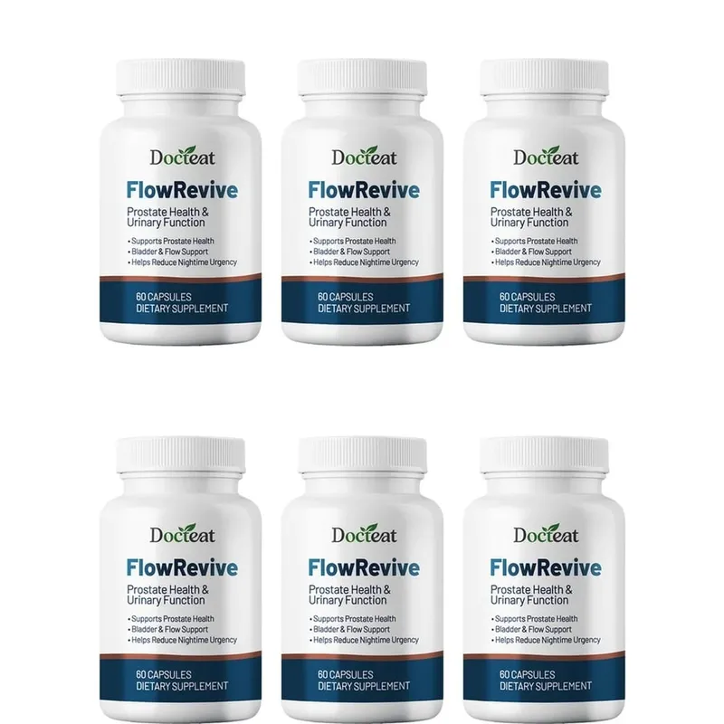 Docteat FlowRevive prosztata- és vizelettámogatás kapszula Saw Palmetto tökmaggal és Pygeum kéreg kivonattal - 60 kapszula