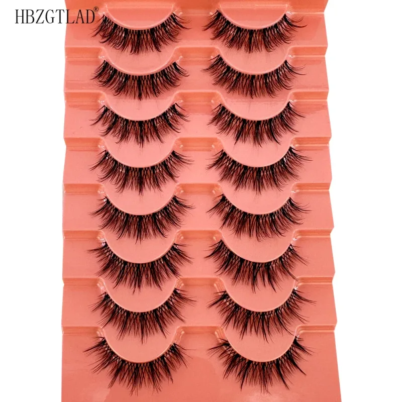 7/8PairsCat Eye Eyelashes manga Lashes 3D Clear Band Lashes naturalHalf Lashes End Eye Eyelonged Mink Eyelashes Αφράτες βλεφαρίδες — image 21