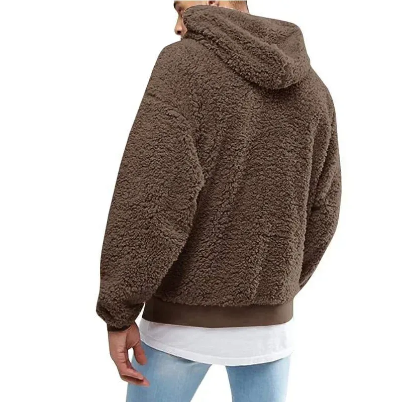 2026 Autumn Winter Men's Tops Plush Hooded Sweater Fashion Solid Warm Hoodies Y2K Streetwear in Hooded Sweatshirts Mens Clothes — image 11
