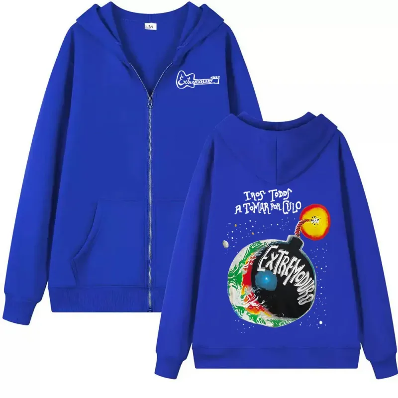 Rock Band Extremoduro Tour 2026 Zip Up Hoodies Fashion ng Kalalakihan Gothic Fleece Sweatshirts Coats Oversized Zipper Hoodie Streetwear — image 5