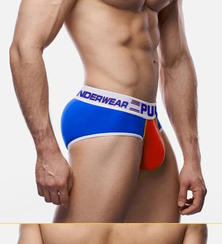Panlalaking Cotton Color Block Brief, Pump! Logo Wide Waistband Low Rise Sexy 3D Convex Pouch Underwear 3256813080433415 — image 21
