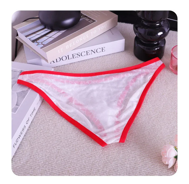 3PCS Lace Convex Briefs Men's Briefs Transparent Sexy Low Waist Mesh Quick-drying Solid Color Breathable Men Underwear — image 11