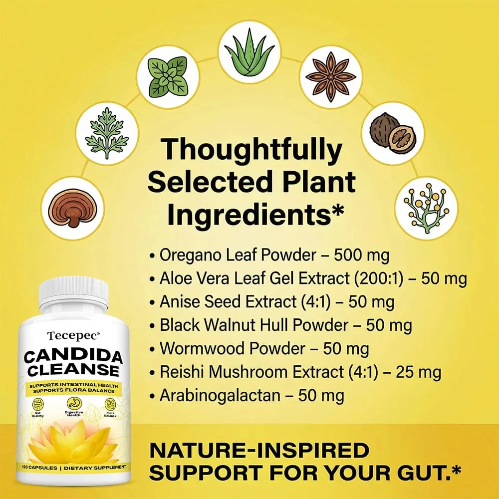 Candida Cleanse kapszula - Bélbél méregtelenítő bélflóra egyensúlya támogatja az emésztést, puffadást enyhítő antioxidáns kiegészítő — image 4