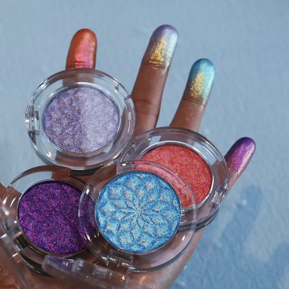 Chameleon Eye Palette szemhéjpúder paletta - személyre szabható duokróm préselt szemhéjfesték szett Glitter Infused Pearlescent Finish Pri — image 4