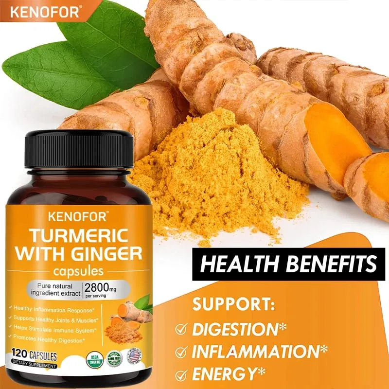 Turmeric Curcumin Capsules 1600mg with Ginger & MSM Antioxidant Support Joint Comfort Heart Cognitive & Digestive Wellness — image 3