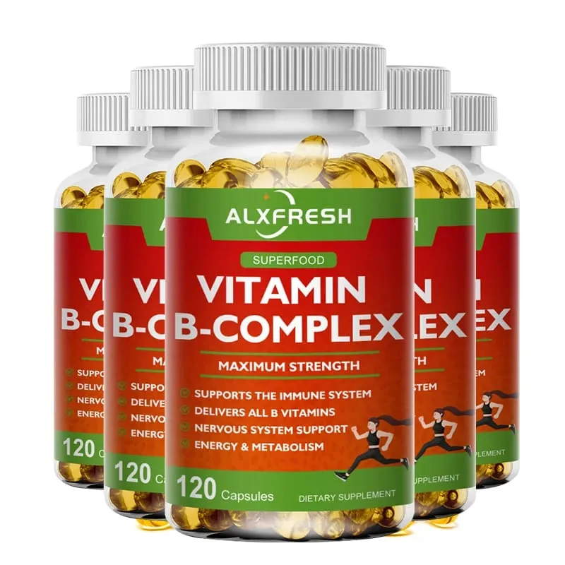 Alxfresh B-Complex Vitamin Supplements (B12 B1 B2 B3 B5 B6 B9 Folic Acid &Biotin) Immune & Energy Support