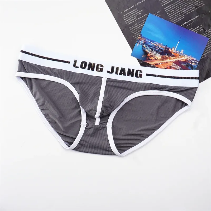 Sexy Men U Convex Underwear Slip Breathable Letters Waistband Ice Silk Briefs Plus Size Male Panties S-XL — image 12