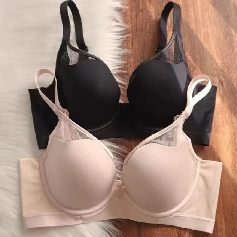 Plus Size Seamless Thin Push Up Lingerie For Women Large Breasts Look Smaller Anti-sagging Soft Underwire Bra
