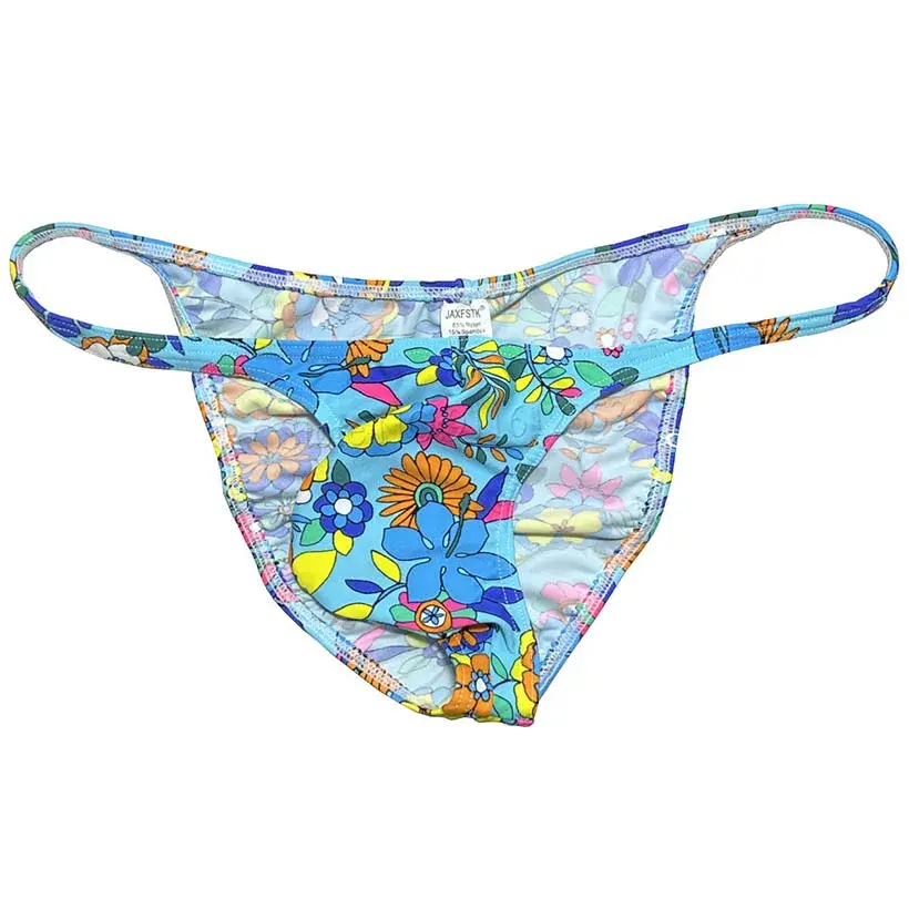 Men's Cheeky Briefs Underwear Pouch Male Ruched Bikini Swimwear Sexy Underpants High Elasticity, Low Waist, Floral Print sexy — image 15