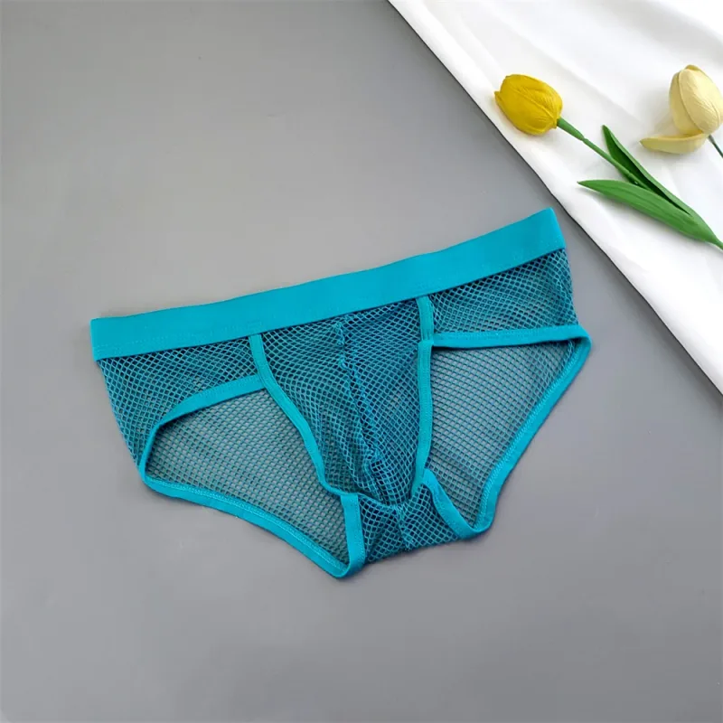 Hollow Out Mesh Męska bielizna w kształcie litery U Niski stan Przezroczyste figi bikini Oddychające majtki Plus Size