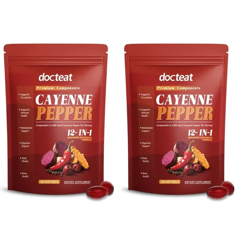 Cayenne Pepper Softgels with 12-in-1 Enhanced Botanical Formula for Antioxidant and Vascular Health Support 180 Softgels — image 9