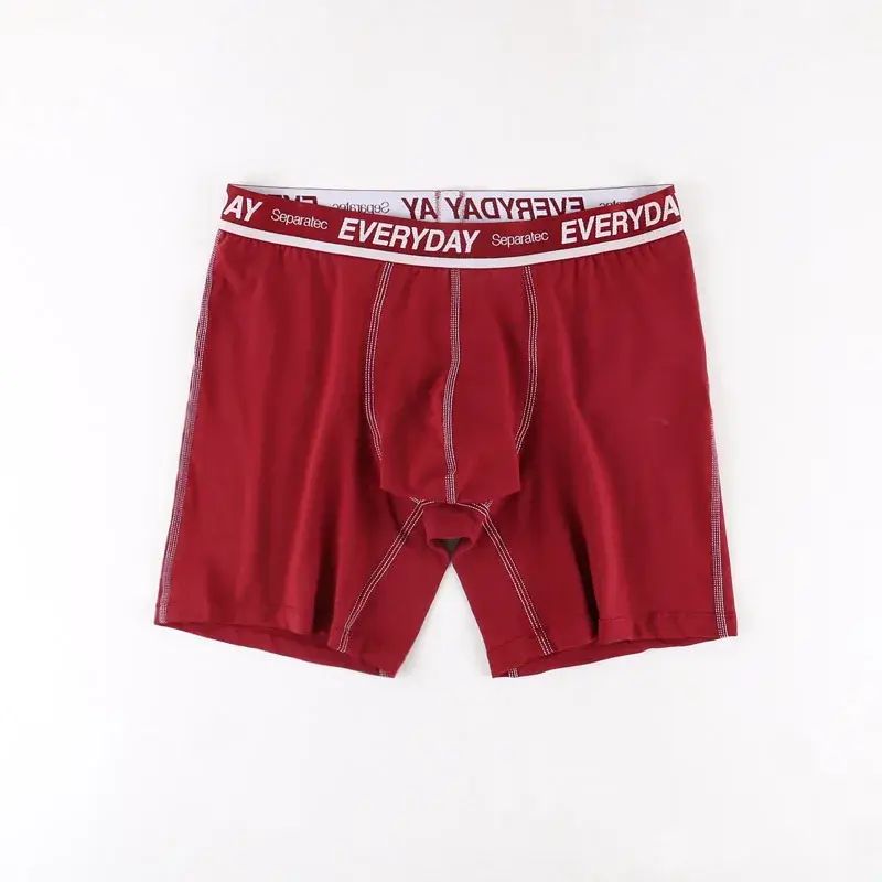 Separec algodão dupla bolsa roupa interior masculina confortável macio respirável todos os dias boxer briefs perna longa boxer roupa interior masculina