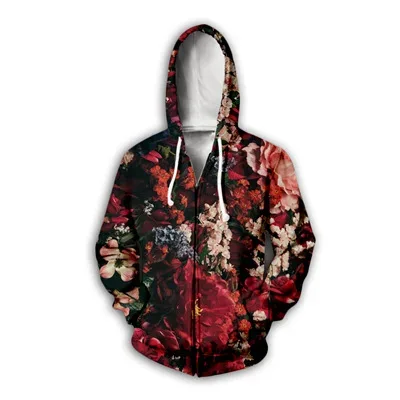 Flower Floral Pattern 3D Print Zipper Hoodies Men's Autumn Hooded Sweatshirts Oversized Streetwear Tracksuit Coat Man Clothing — image 20