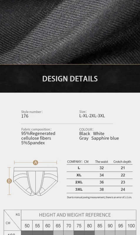 5PCS Men's three-piece briefs with U-shaped pouch, modal fabric, breathable, summer youth low-rise bottom pants — image 15