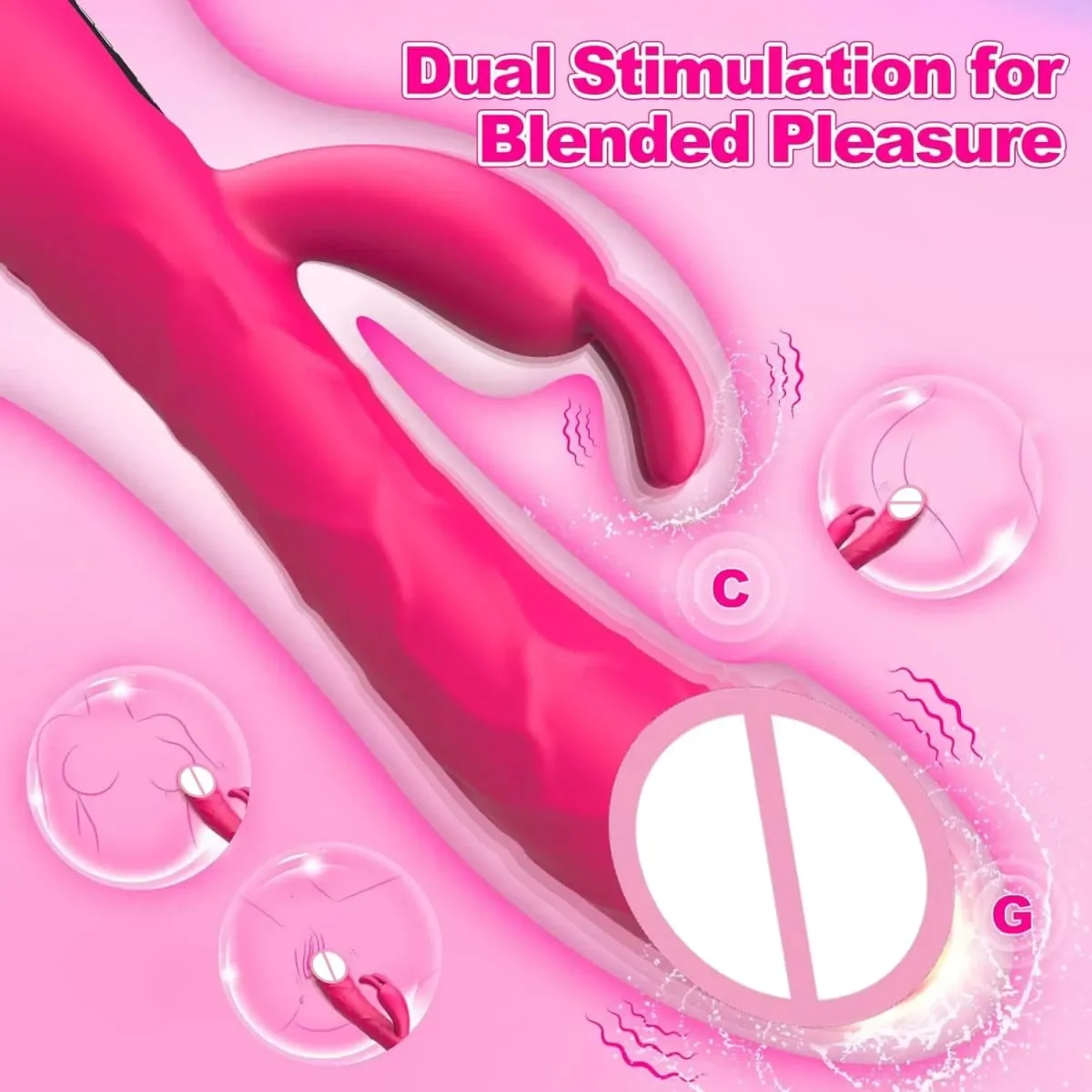 נקבה תצוגת LCD ארנב אוזן רטט דגדגן פטמת Gspot להקניט דילדו ממריץ נרתיק אוננות צעצועי מין לנשים זוג