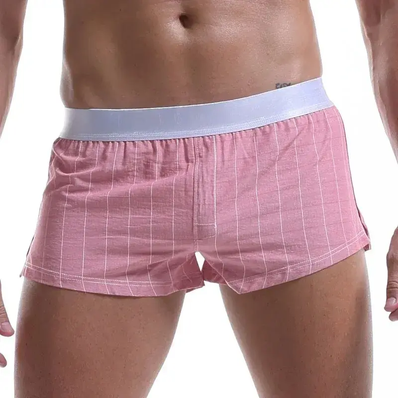 Homens boxers de algodão shorts soltos multicolorido masculino xadrez roupa interior homewear confortável calças seta 3256806911165516 — image 8