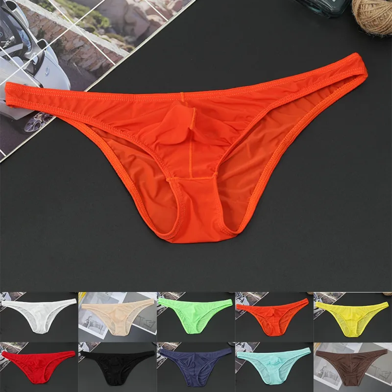 Mens Sexy Low-Waist Briefs Shorts See Through Pouch Underwear Ice Silk Underpant Bikinis Ultra Thin Panties Solid Comf Lingerie — image 8