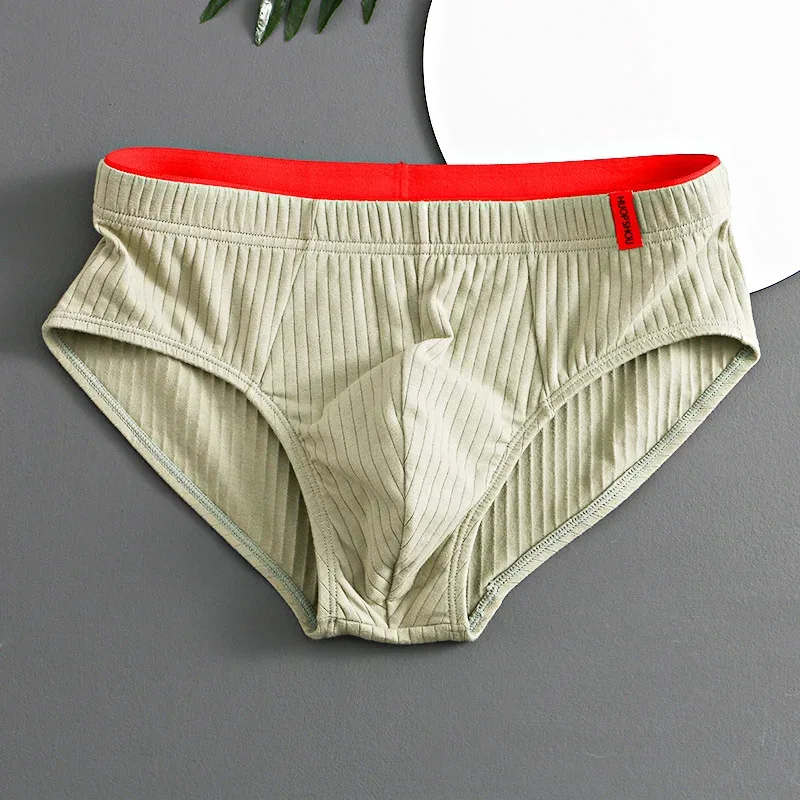 1/3 STK Herrbyxor Mellan midja Elastisk Mjuk Andas Antiseptisk U konvex randig Enfärgad Casual Herrkalsonger underkläder män — image 11