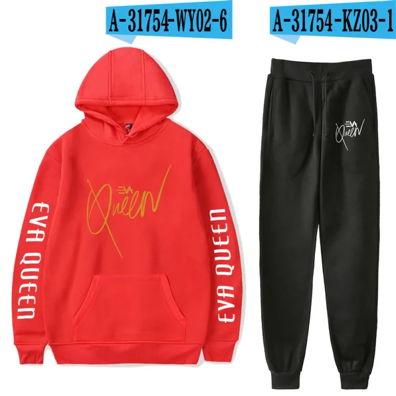 Hip hop confortável eva rainha impressão moletom moletom terno hoodies + calças terno meninos/meninas 2 peça conjunto roupas — image 23