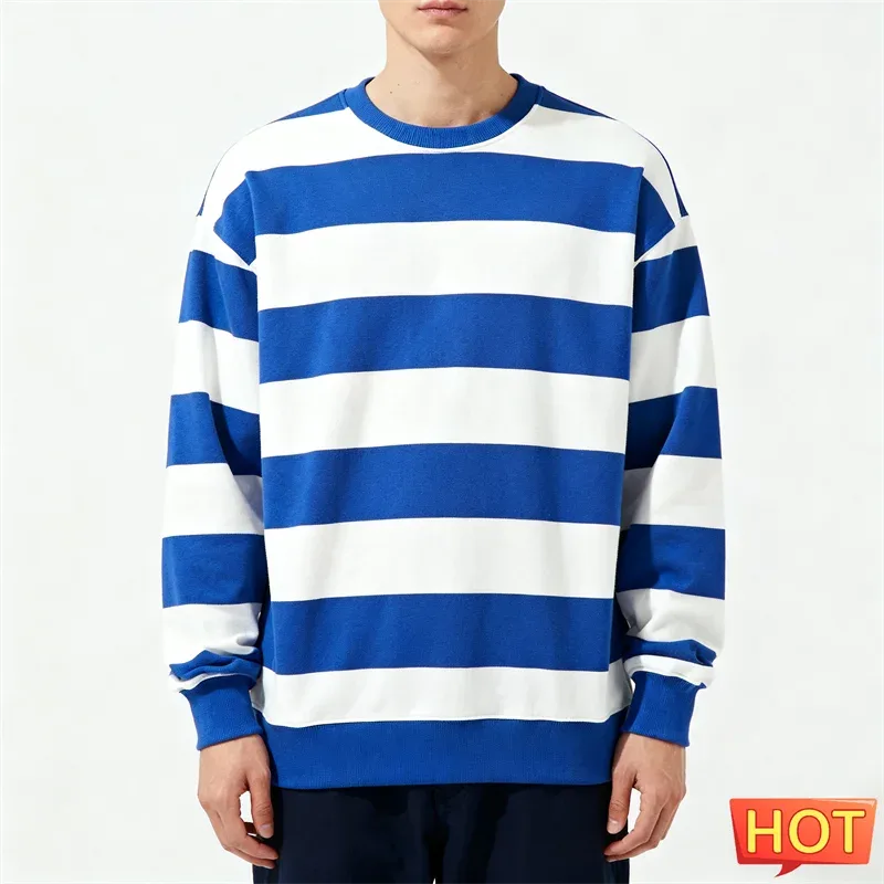 Enkla randiga grafiska tröjor för män Mode trendiga långärmade 3D-tryckta fula sweatshirts Casual överdimensionerade tröjor Toppar — image 7