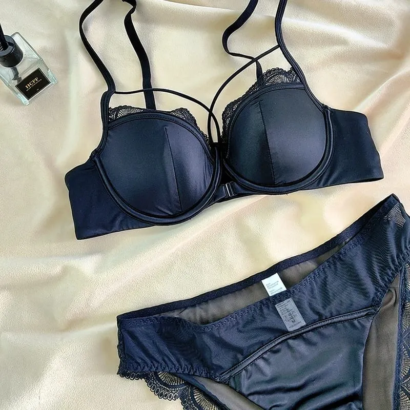 Francia elülső csat vékony csésze bralette szexi üreges női fehérnemű szett kiváló minőségű csipke Push Up melltartók légáteresztő komfort fehérnemű — image 9