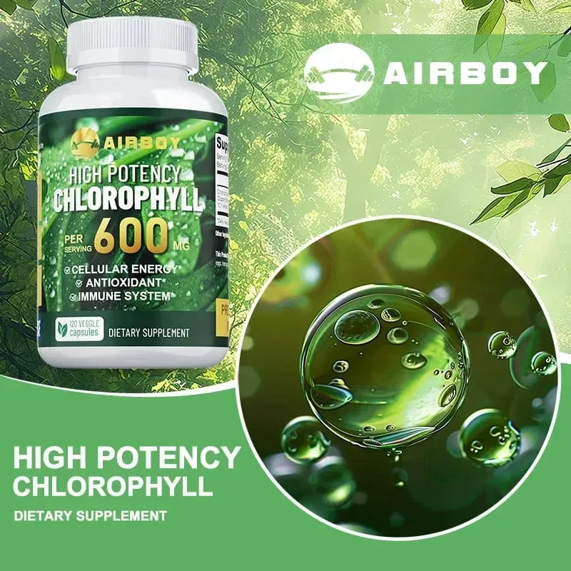 Chlorophyll Supplement 600mg - Supports The Immune System Reduces Body Odor and Bad Breath Boosts Energy Antioxidant — image 4