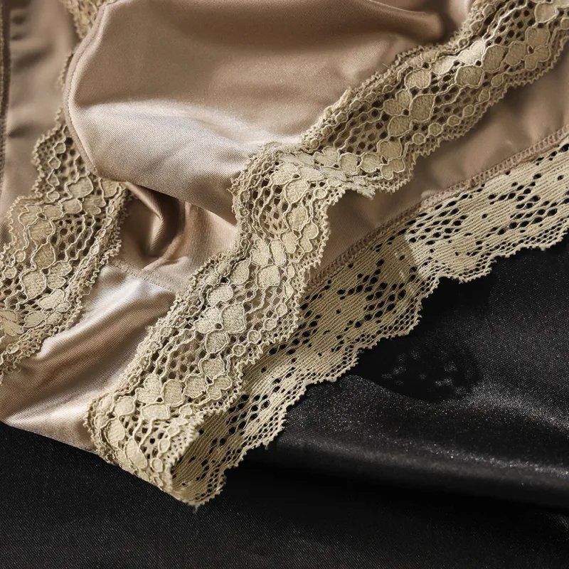 Satin-like Comfortable Men Panties Lace Trim Briefs Sexy High Fork Bikinis Underwear Breathable Low Waist Pouch — image 13
