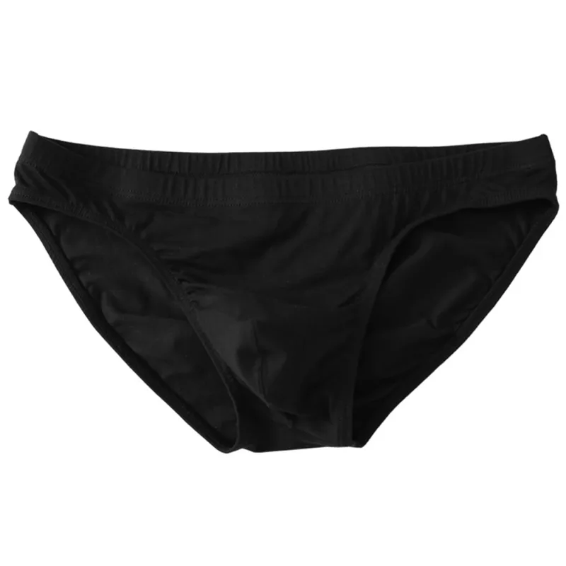 Skin Friendly Mens Cotton Underwear Briefs Breathable Low Waist U-Convex Pouch Underpants Simple Grey Black — image 8