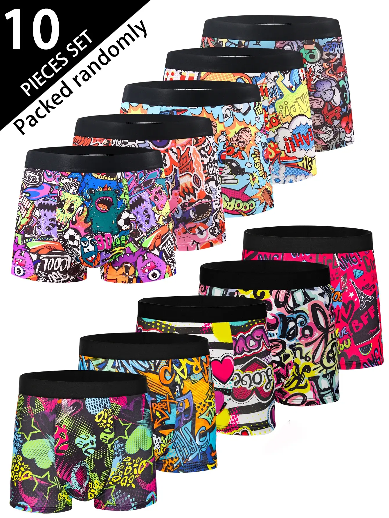10-Pack Fashionable Men's Boxer Shorts, Comfortable, Soft, Fashionable, Printed, Casual and Versatile Men's Underwear — image 5