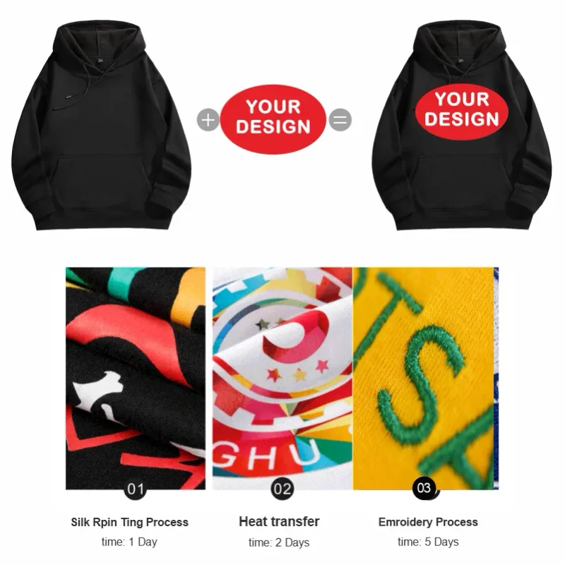 Na-customize na Naka-print na Mga Hoodies ng Lalaki at Babae na Loose Casual Fashion Long Sleeved Pullovers na Burdado na LOGO Street Sports Shirts — image 6