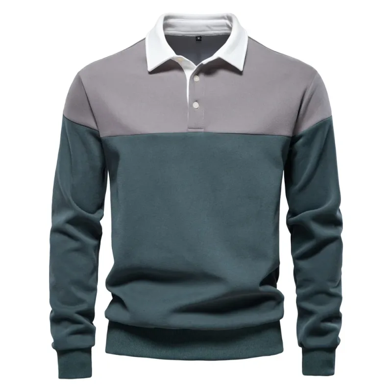 Nova primavera masculina com capuz de mistura de algodão em bloco colorido para negócios estilo casual moletom de manga comprida — image 7