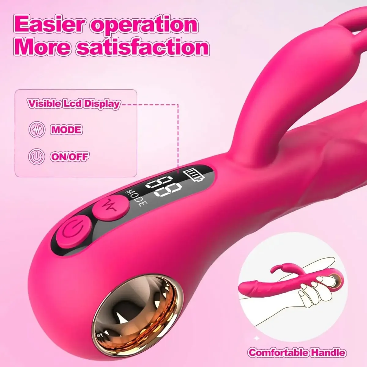 נקבה תצוגת LCD ארנב אוזן רטט דגדגן פטמת Gspot להקניט דילדו ממריץ נרתיק אוננות צעצועי מין לנשים זוג