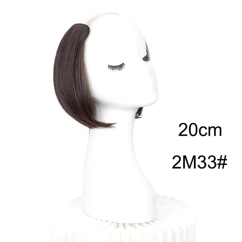 20/30cm Synthetic Short Straight Internal Buckle V-shaped Half Head Hair Extension Invisible Hairpiece for Women — image 11