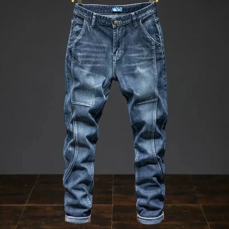 Splicing Elastic Large Size Loose Elastic Jeans Men's Autumn Korean Trend Pants Men's Harlan Denim Trousers Men Bootcut Jeans — image 2