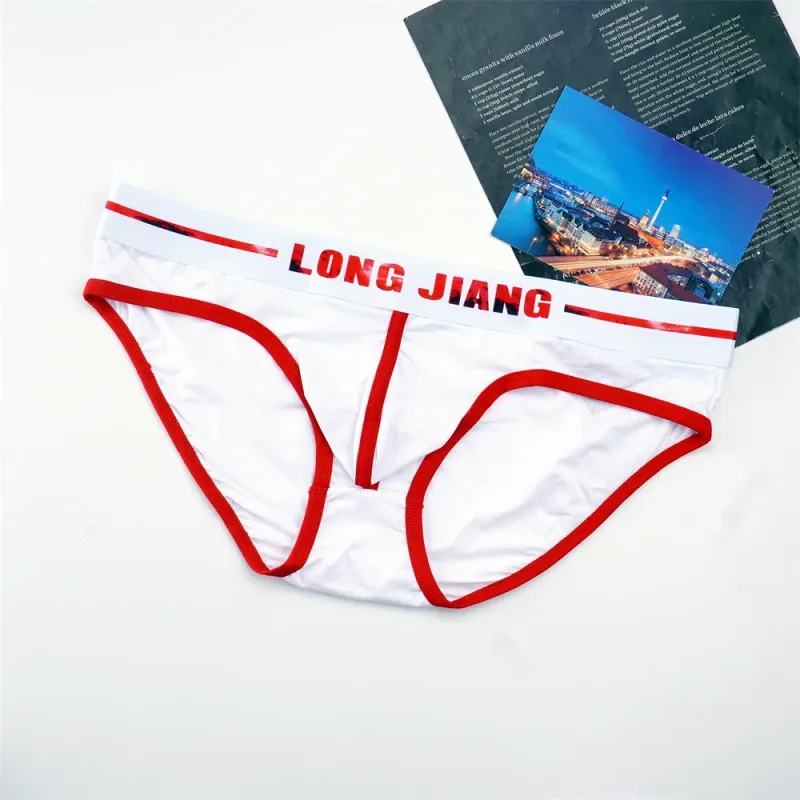 Sexy Men U Convex Underwear Slip Breathable Letters Waistband Ice Silk Briefs Plus Size Male Panties S-XL — image 22