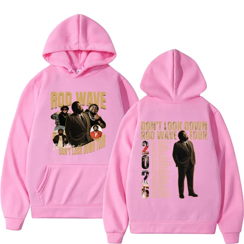 Rod Wave Don't Look Down Tour 2026 Rap Music Hoodies Men's Clothing Harajuku Hip Hop Sweatshirts Casual Fleece Oversized Hoodie