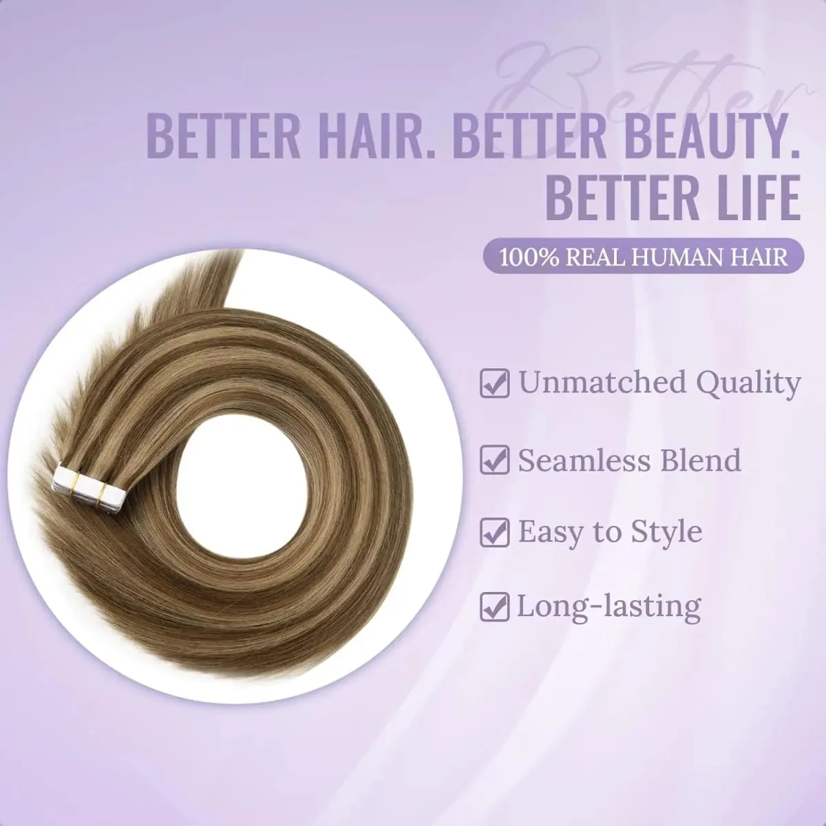 Straight Tape In Hair Extensions Real Human Hair Seamless Tape In Human Hair Extensions 50Gram 20Pcs Invisible Brown Tape Ins — image 6