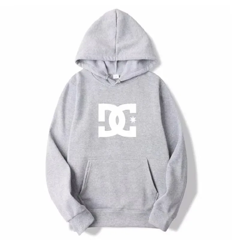 Moletom com capuz DC Letter masculino e feminino moda simples manga comprida moletom outono e inverno tendência de rua grande moletom com capuz para academia — image 5