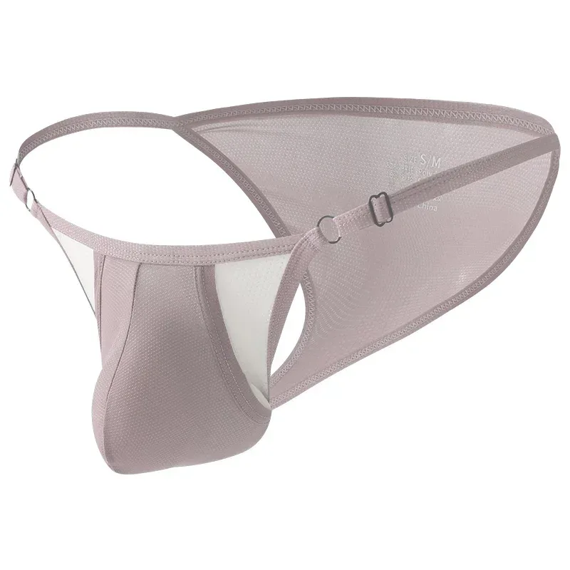 Cuecas masculinas de seda gelada com frente aberta e cintura ajustável – roupa íntima respirável sexy de verão para ajuste confortável — image 3