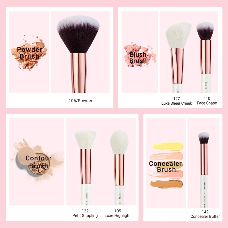 Jessup pinceaux de maquillage ensemble 6 pièces pinceau de maquillage poudre naturelle-synthétique Contour Blush surligneur mélange correcteur Kits de pinceaux de maquillage — image 5