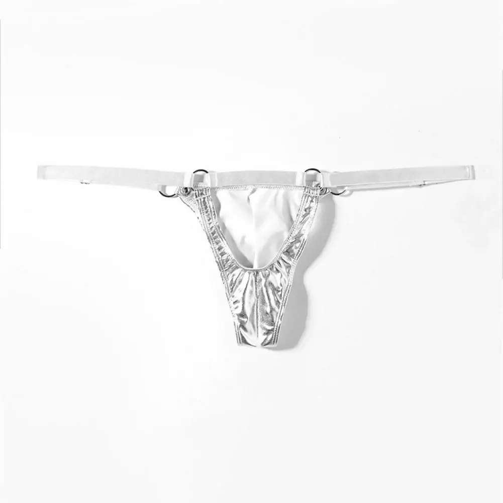1pc Men Patent Leather G-String Sexy Thong V-back Low Ring Rise T-back Bulge Pouch Lingerie Underwear Gay Sissy Hot Clubwear — image 8