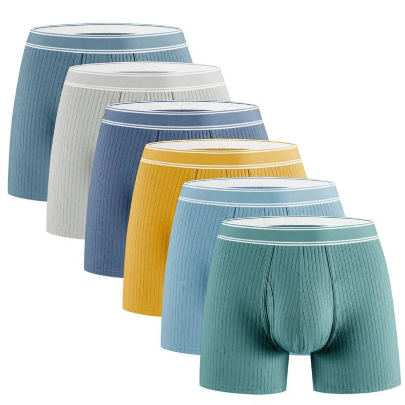 3PCS/Pack 100% Cotton Solid Striped Man Undrewear Lengthen Breathable Fitness Boxers Hombre Crotch Side Opening Men's Underpants — image 23