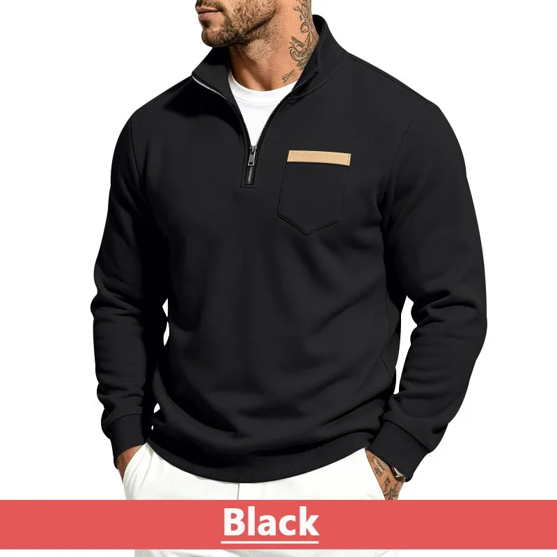 Homens 2026 outono inverno item quente velo forrado gola solta vintage moletom casual commuter moda masculina outerwear diário — image 1