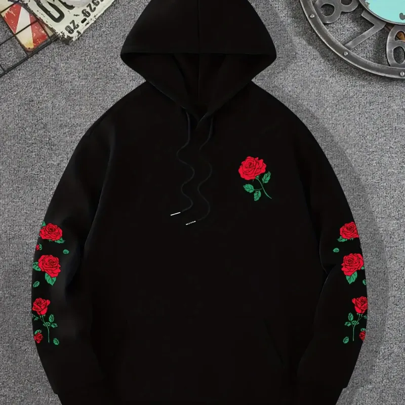 2025 Ny vinter Casual lös fleece-tröja med luva för män Fashionabel Trendig Casual Multi-purpose Walkaround 2D-huva