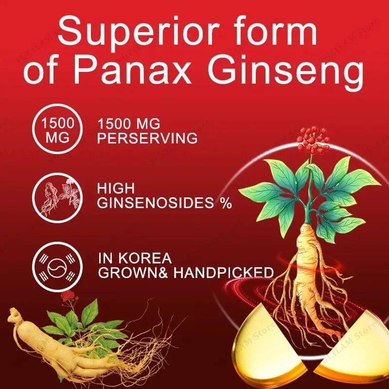 Korean Red Ginseng 1500 mg - Energy Supplement for Peak Performance Focus & Vitality - High Potency Ginseng Root Extract — image 5